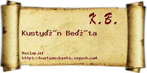 Kustyán Beáta névjegykártya
